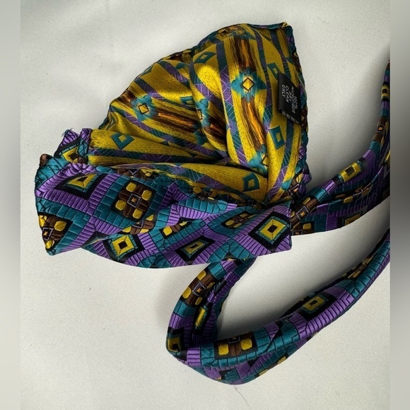 NEW Steven Land Men’s Tie with Double Sided Matching Pocket Square - Picture 5 of 11